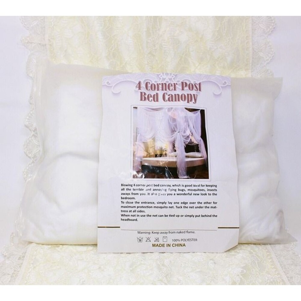 4 Corner Post Bed Canopy, Mosquito net for Bed, Full/Queen/King Size Fit White